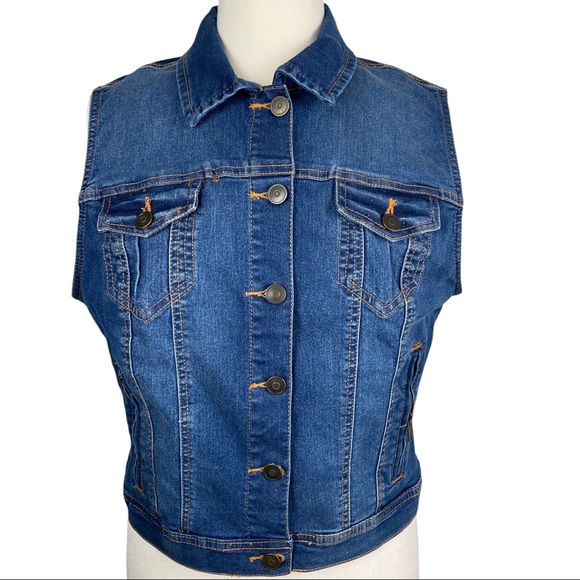 MOTOJEANS Sleeveless Button Down Jean Jacket Size XL - Picture 1 of 8